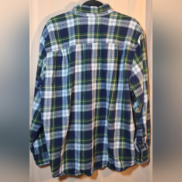 FADED GLORY Blue and Green Button-down Flannel Shirt - Picture 2 of 4